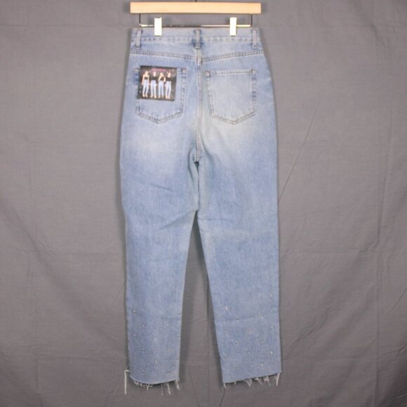 NWT Simple Society Y2K Crystal Destroyed‎ High Rise Straight Jeans 5/27 Festival - Picture 8 of 14